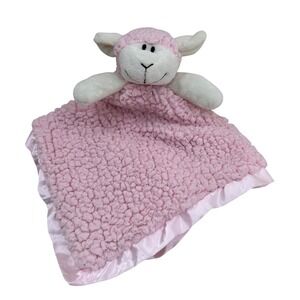 Stephan‎ Baby Lamb Lovey Pink Sherpa Security Blanket Satin Trim Plush Easter